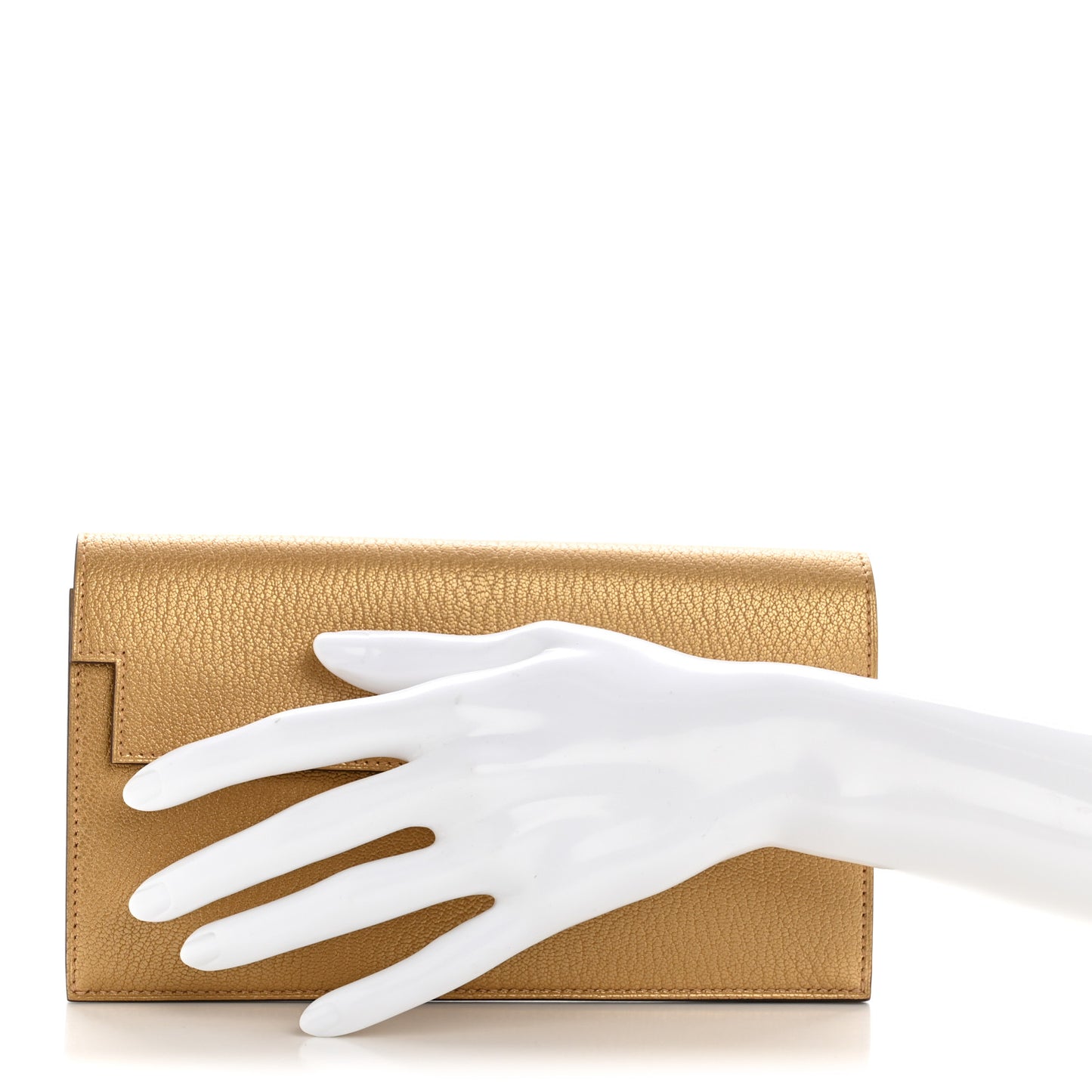 Metallic Chevre Chamkilight Kelly Pocket Long Wallet Dore