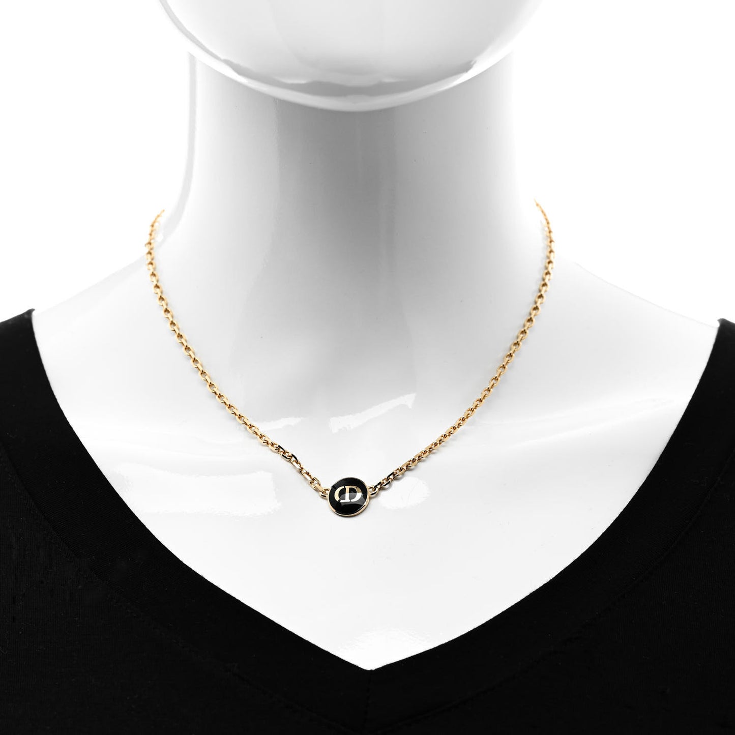 Metal CD Logo Necklace Gold Black