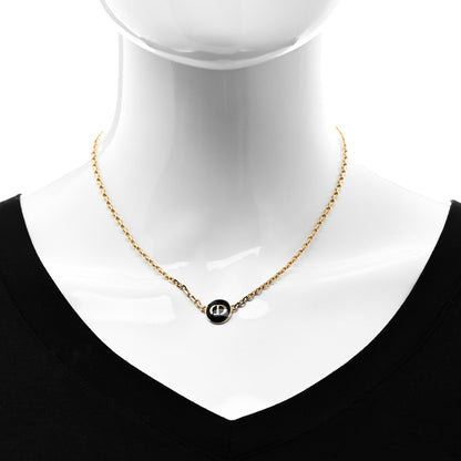 Christian Dior Metal CD Logo Necklace Gold Black 2 of 6