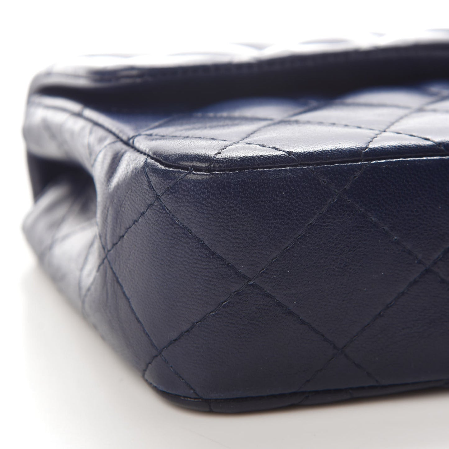 Lambskin Quilted East West Flap Navy