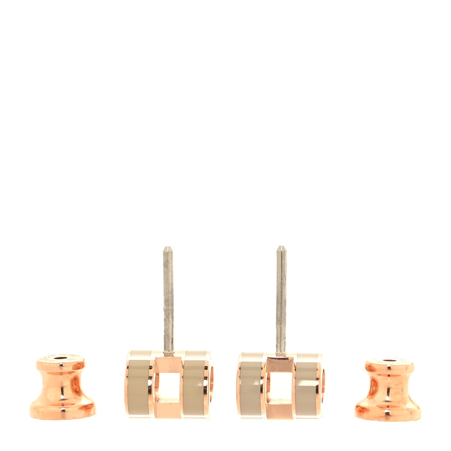 Hermes Rose Gold Lacquered Mini Pop H Earrings Marron Glace 3 of 6