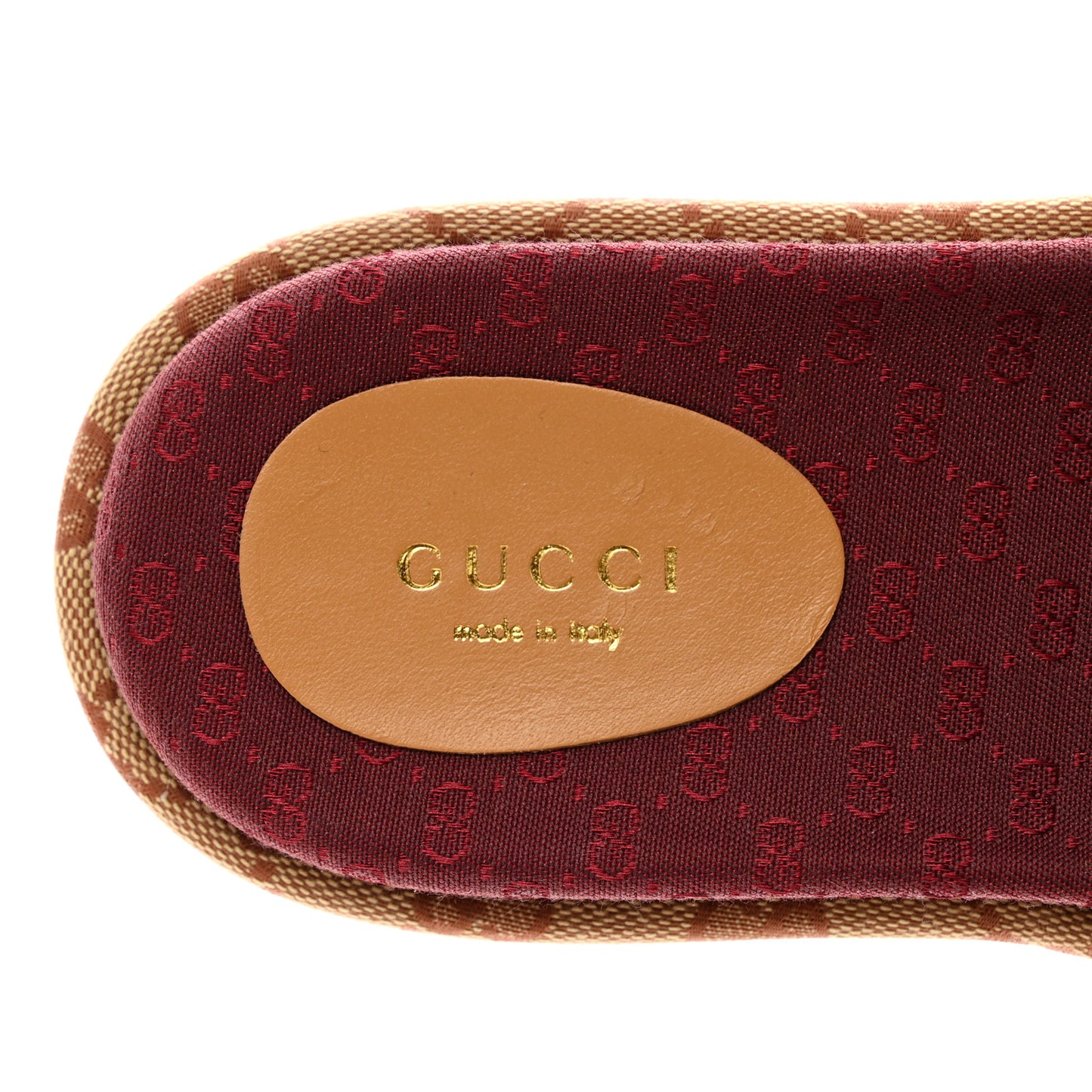 Canvas GG Monogram Angelina Platform Slide Sandals 37 Beige Ruggine