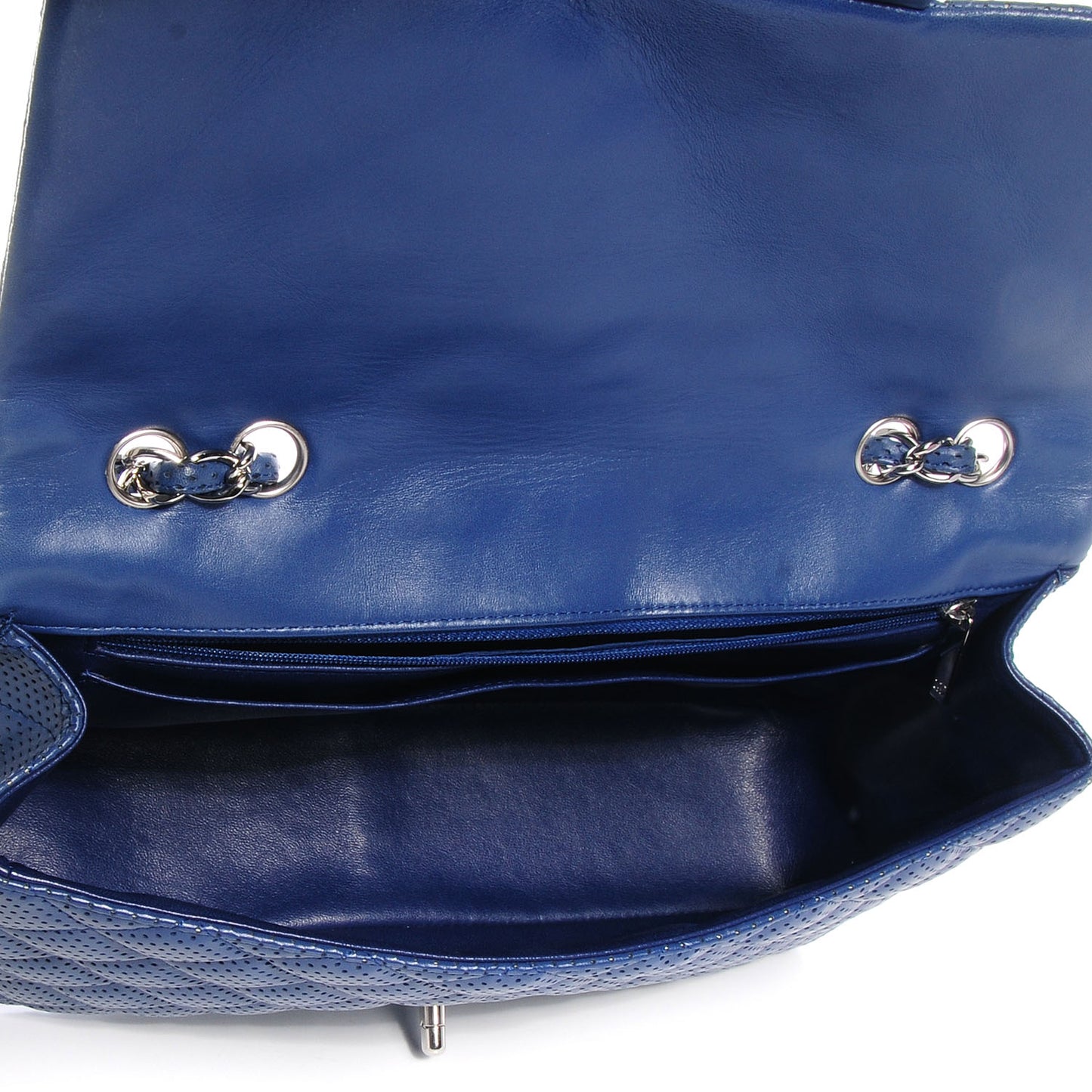 Lambskin Perforated Jumbo Single Flap Blue