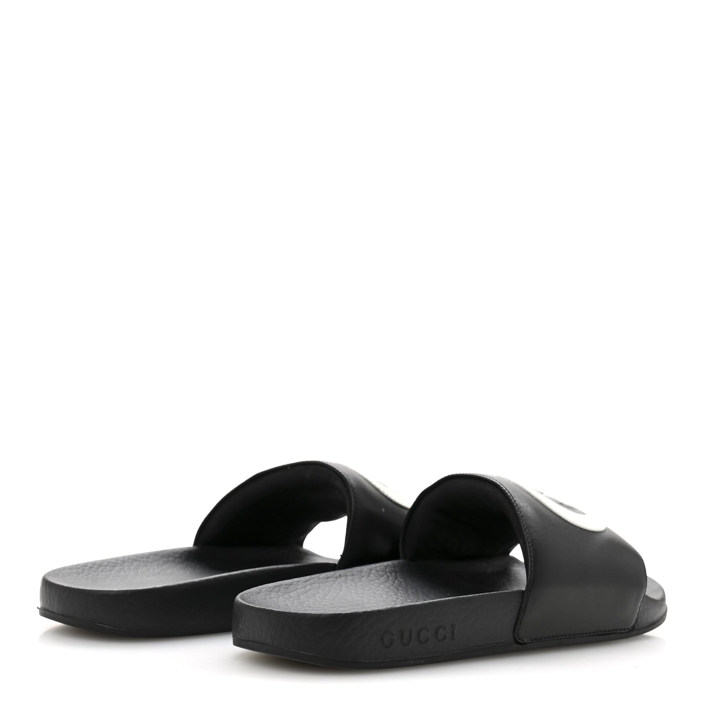 Nappa Miro Soft Calfskin Womens Interlocking G Slide Sandals 38 Black White