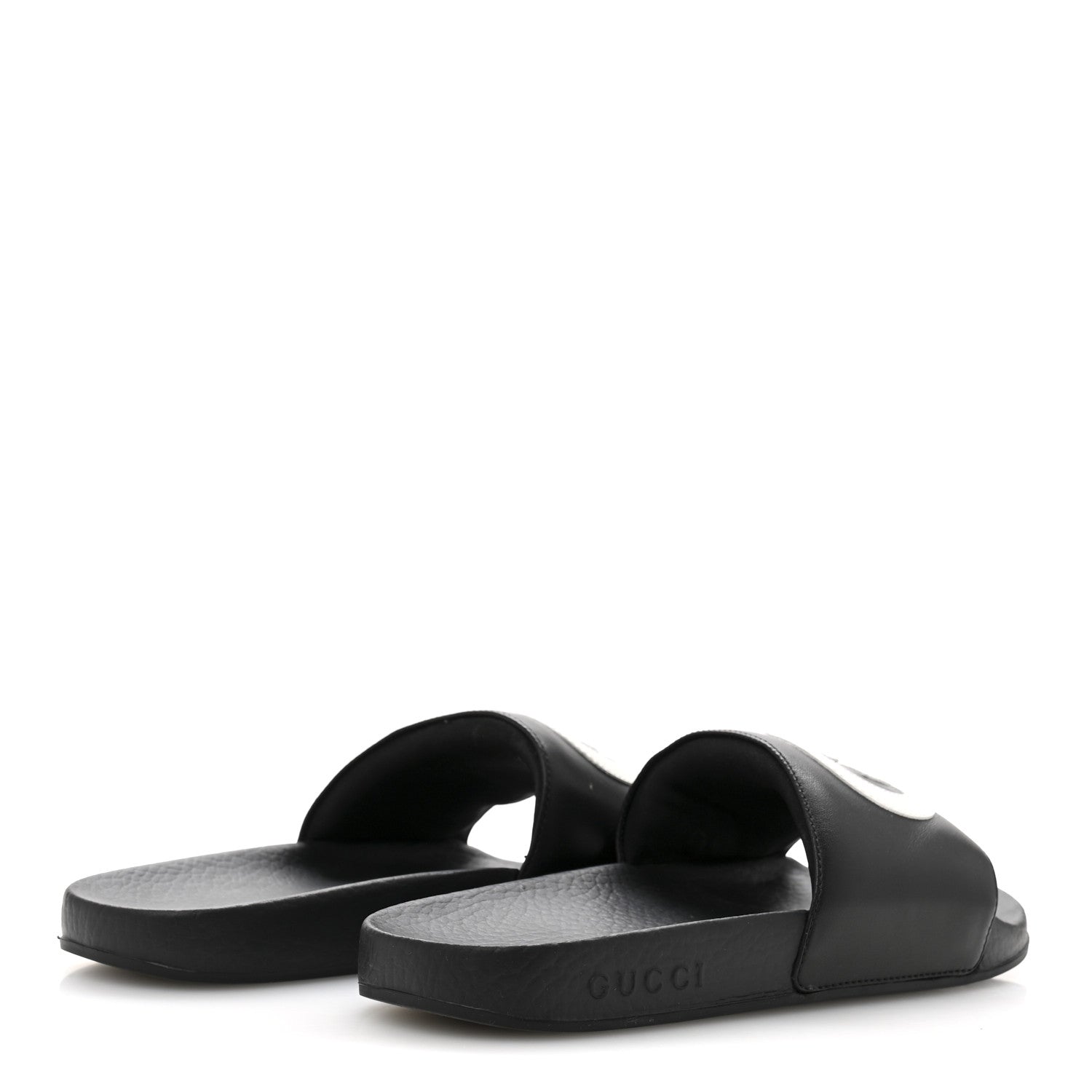Gucci Nappa Miro Soft Calfskin Womens Interlocking G Slide Sandals 38 Black White 5 of 11