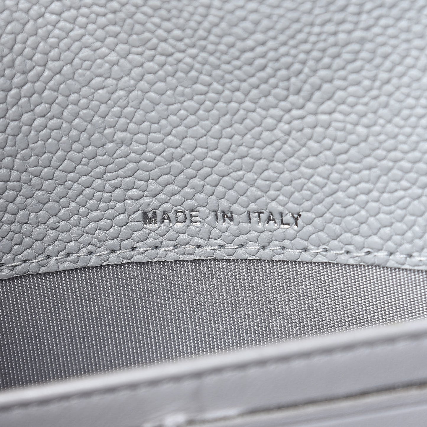 Caviar Chevron Quilted Large Gusset Flap Wallet Grey