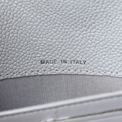 Chanel Caviar Chevron Quilted Large Gusset Flap Wallet Grey 8 of 17