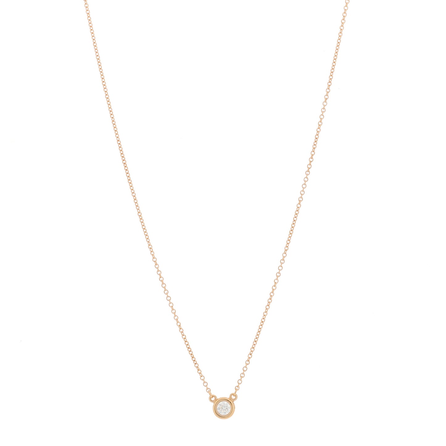 18K Rose Gold Diamond .17ct Elsa Peretti Diamonds by the Yard Pendant Necklace