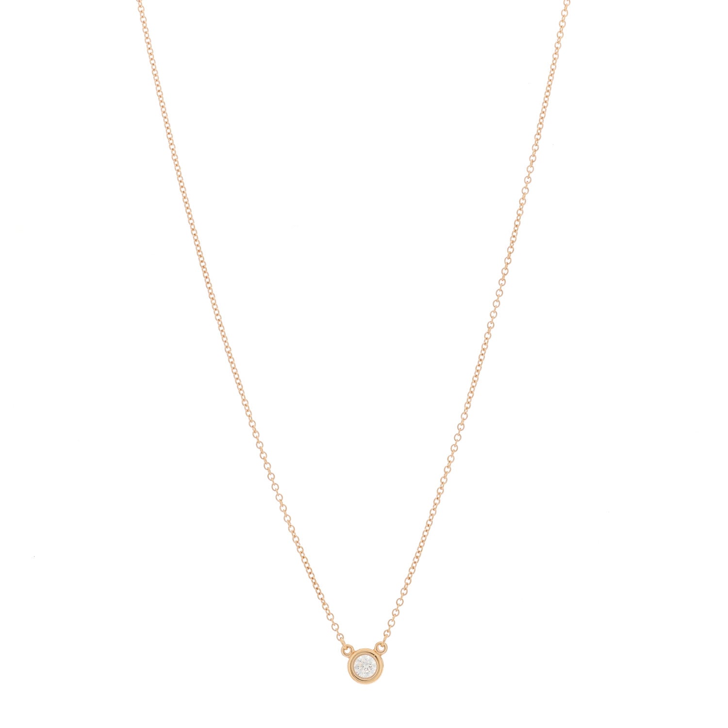 Tiffany 18K Rose Gold Diamond .17ct Elsa Peretti Diamonds by the Yard Pendant Necklace 1 of 6