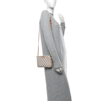Louis Vuitton Damier Azur Double Zip Pochette 2 of 10