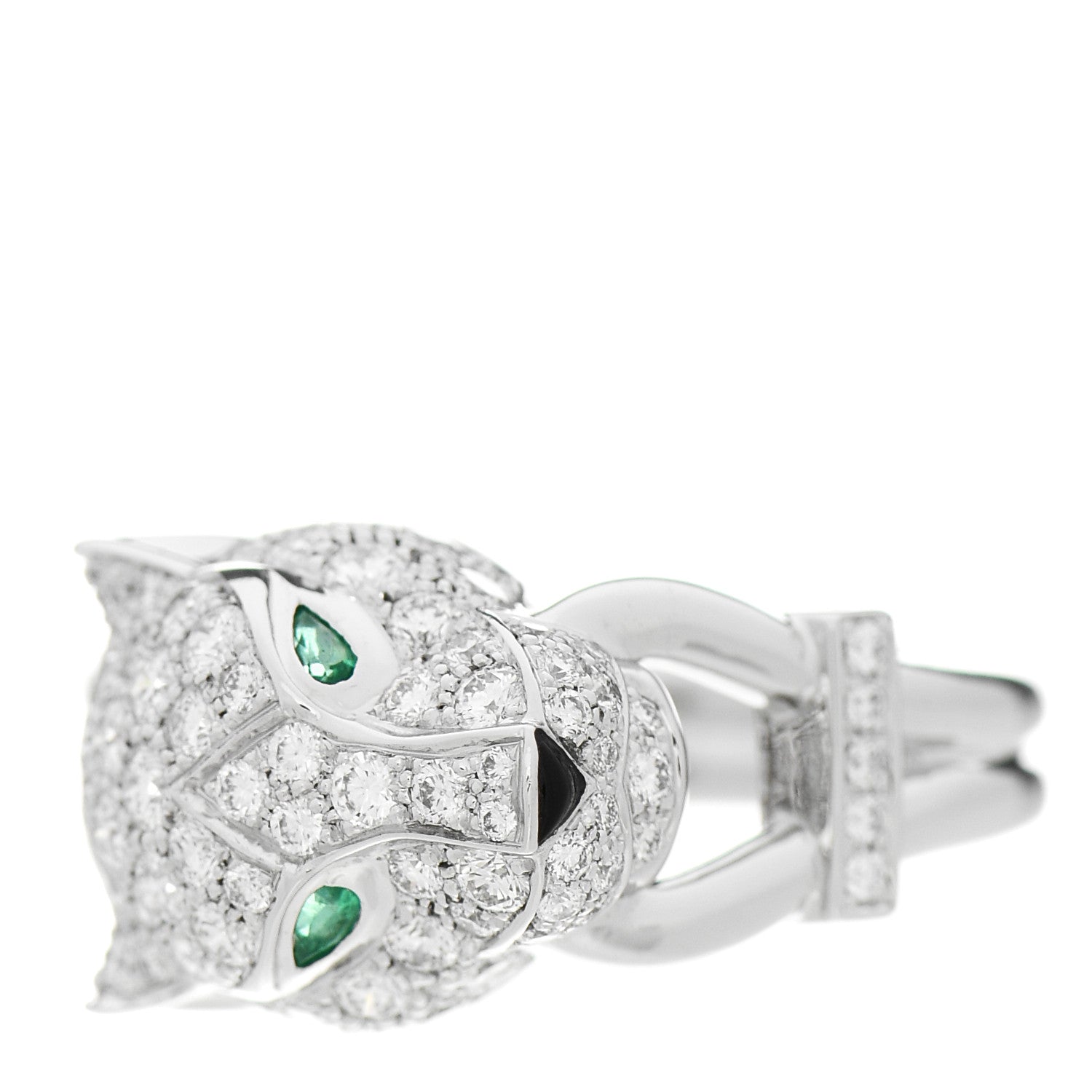 Cartier 18K White Gold Diamond Emerald Black Onyx Panthere de Cartier Ring 53 6.25 2 of 4