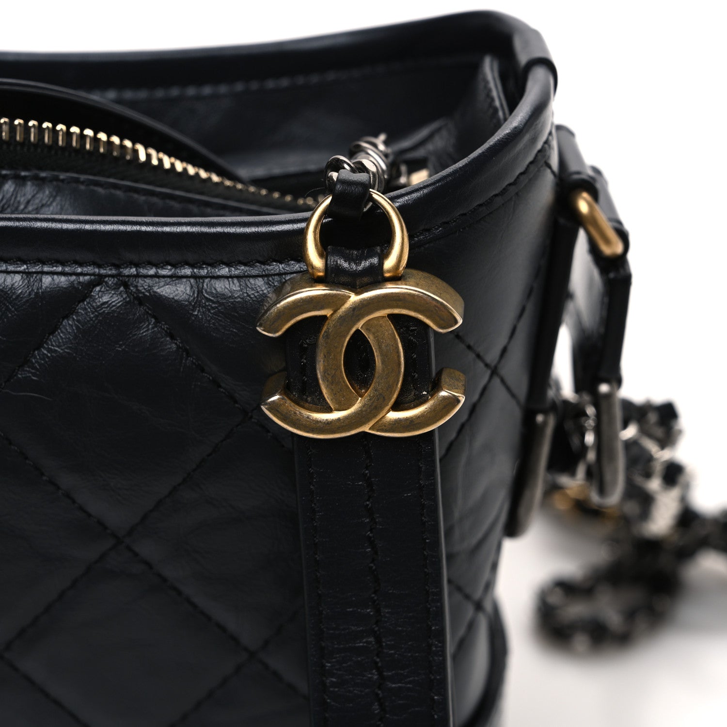 Chanel Aged Calfskin Quilted Small Gabrielle Hobo Dark Grey 11 of 12