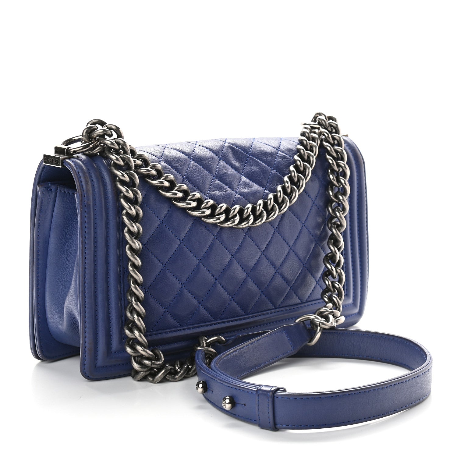 Chanel Calfskin Quilted Medium Boy Flap Blue 3 of 10