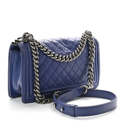 Chanel Calfskin Quilted Medium Boy Flap Blue 3 of 10