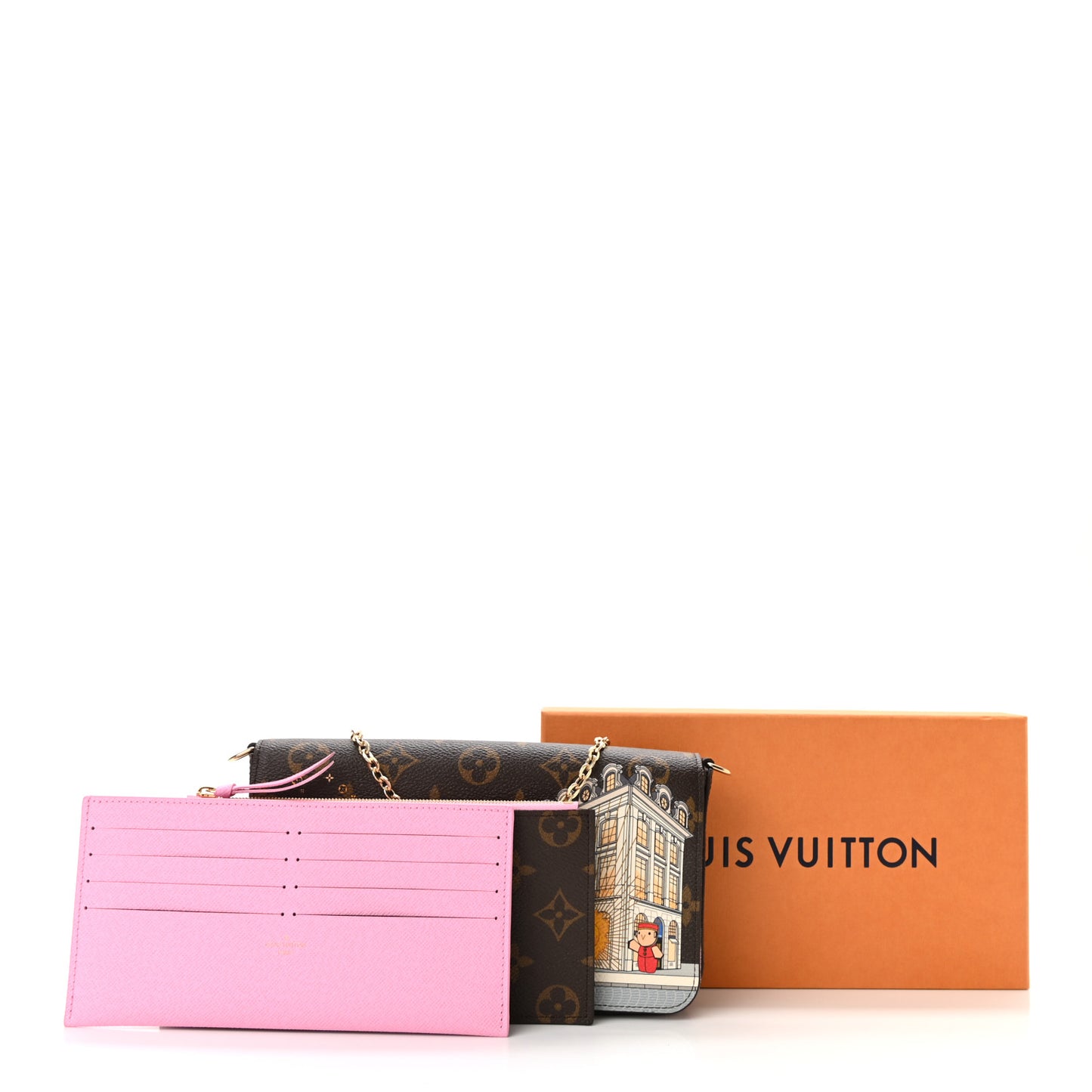 Monogram 2022 Christmas Animation Paris Pochette Felicie Chain Wallet Pink