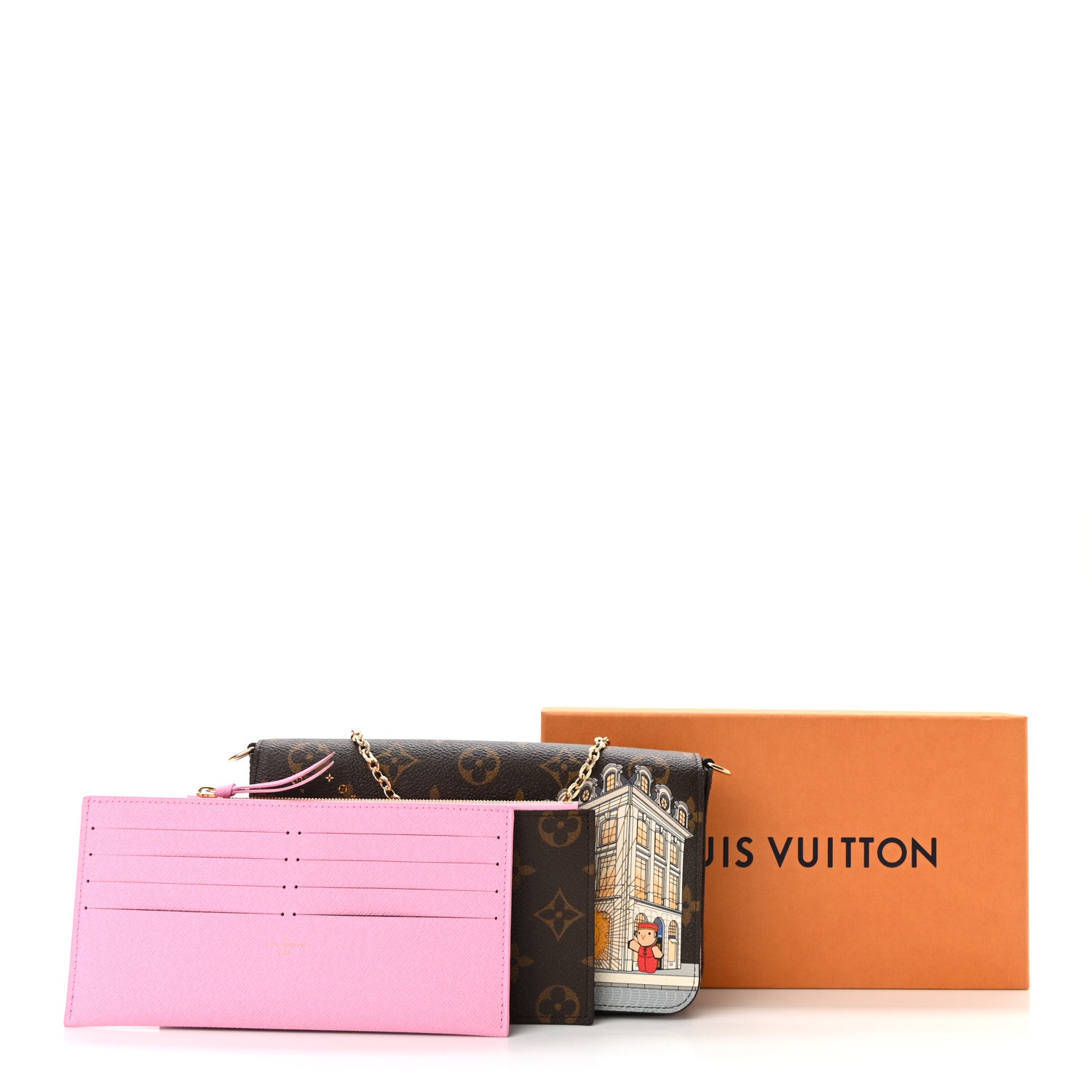 Louis Vuitton Monogram 2022 Christmas Animation Paris Pochette Felicie Chain Wallet Pink 11 of 11