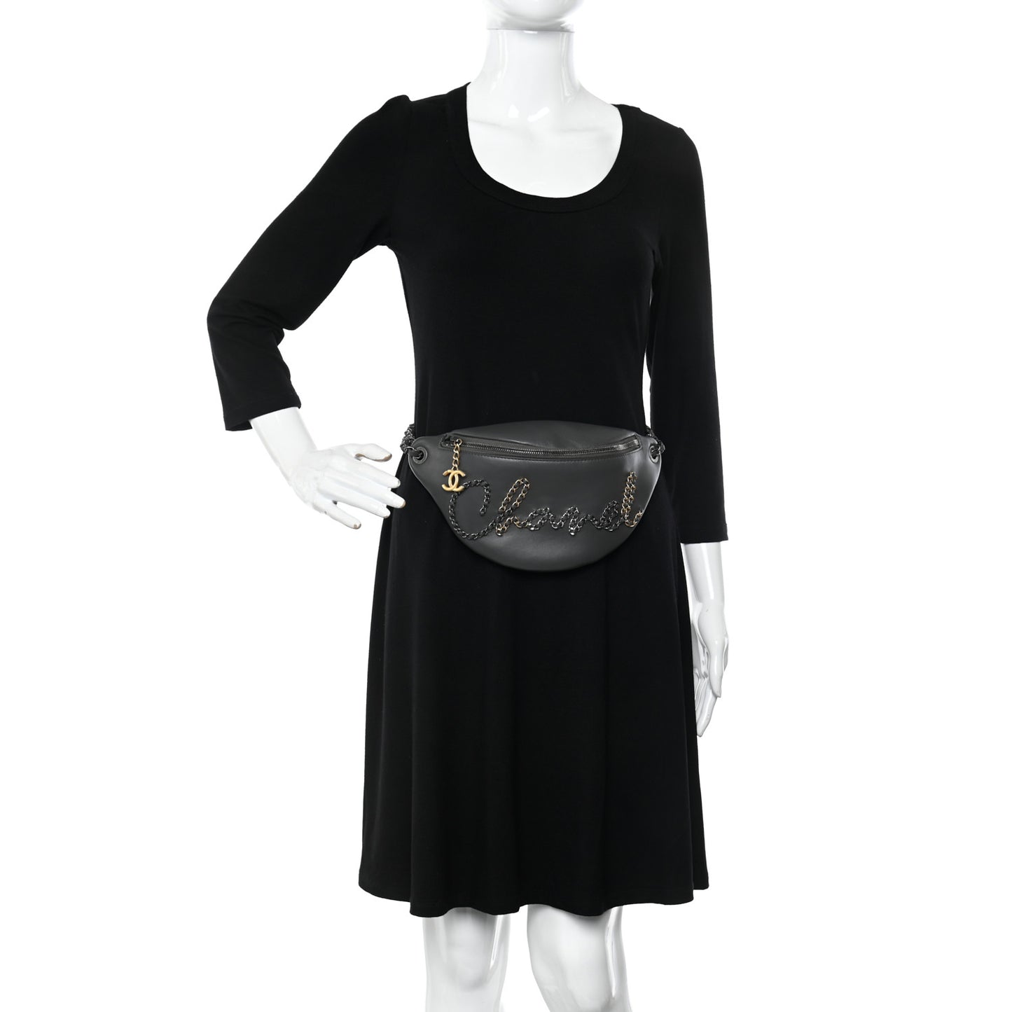 Calfskin Chain 20s Signe Waist Bag Grey