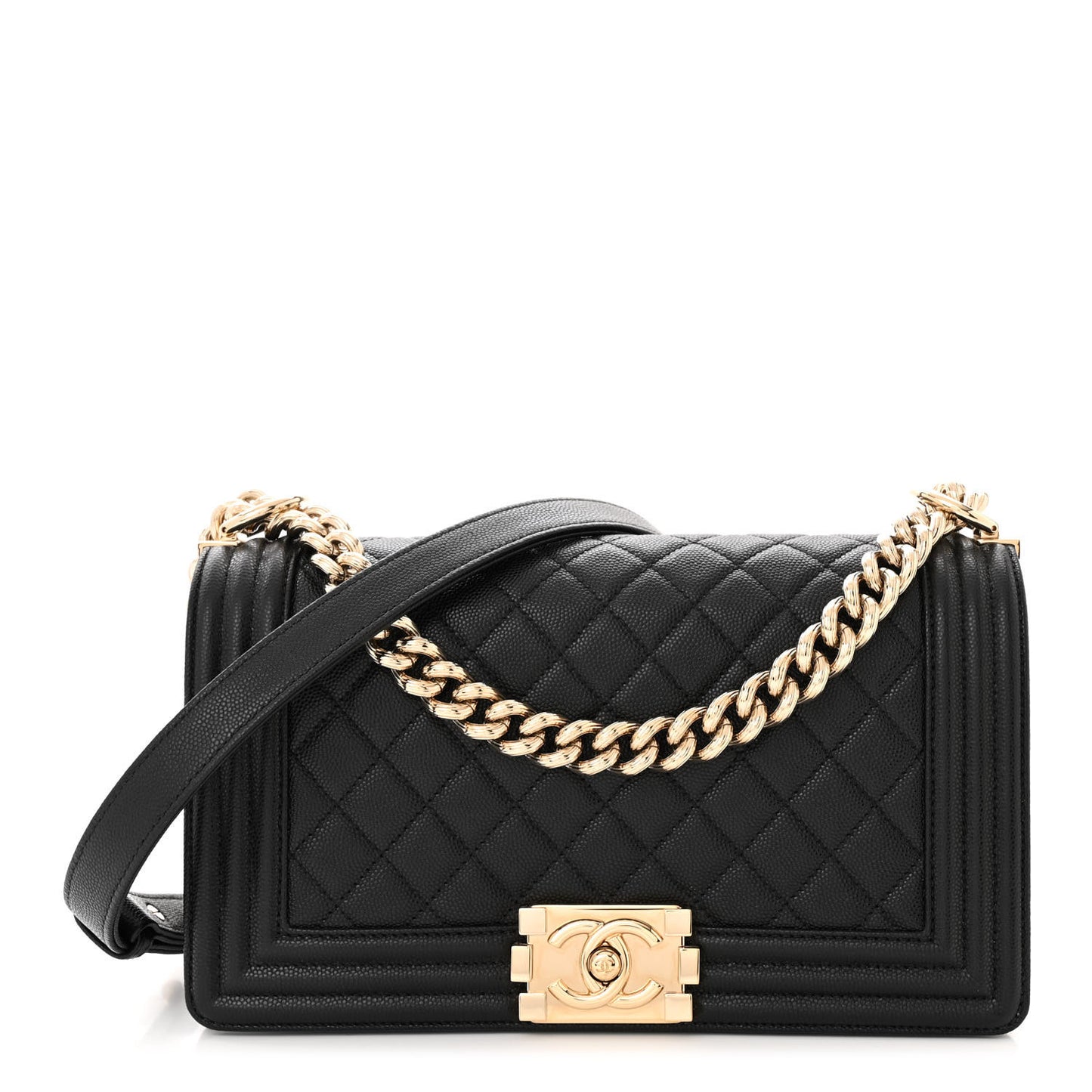 Caviar Quilted Medium Boy Flap Black