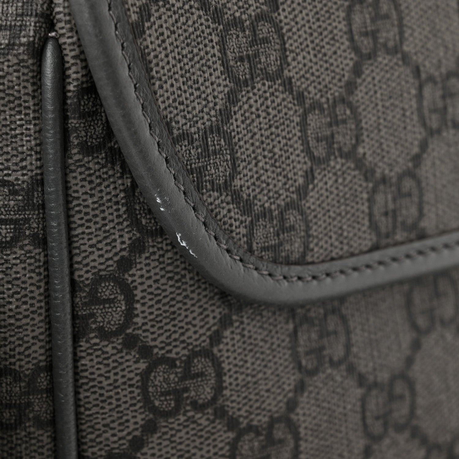 Gucci Tender GG Supreme Monogram Textured Dollar Calfskin Ophidia Messenger Bag Grey Black Graphite Grey 13 of 13