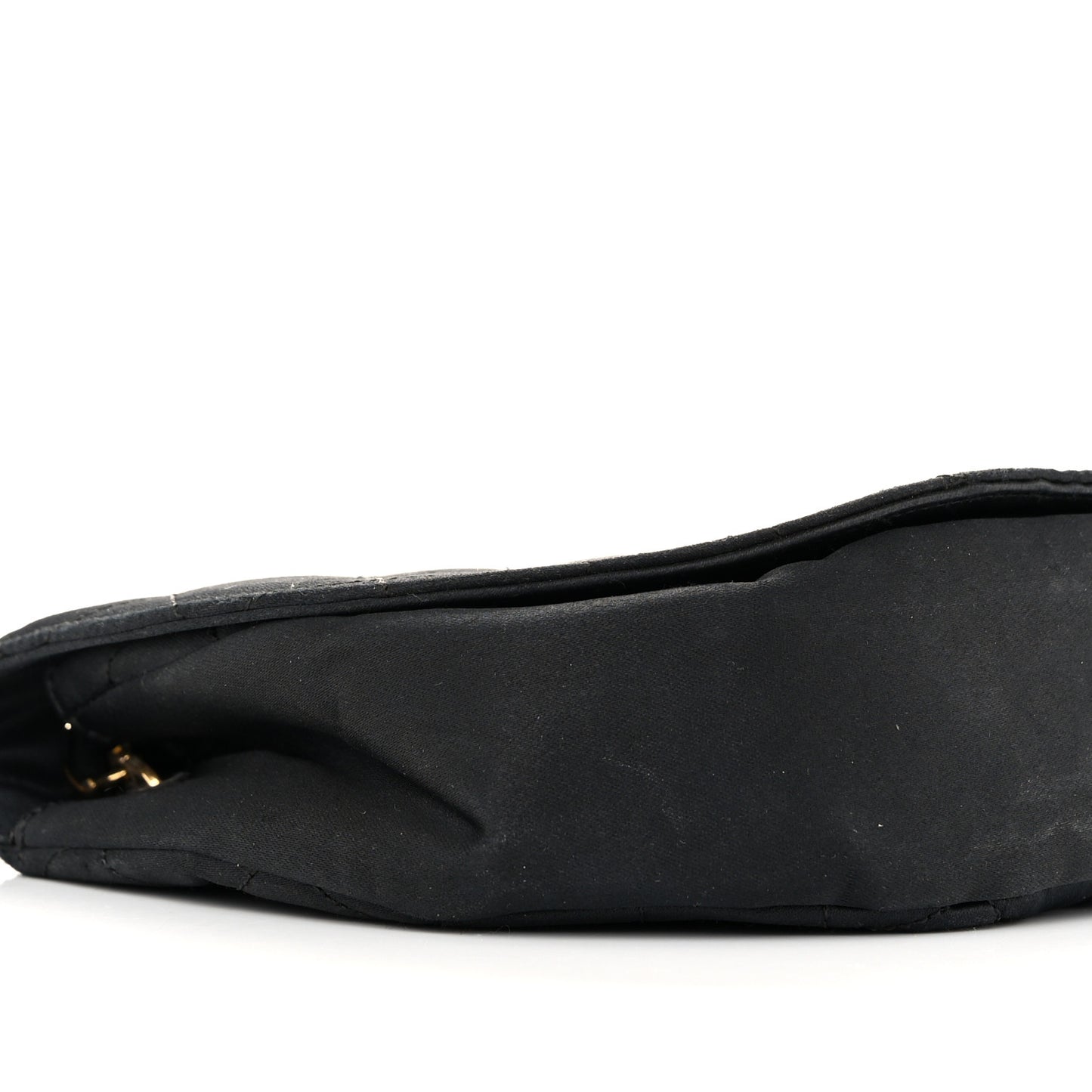 Satin Quilted Half Moon Flap Black