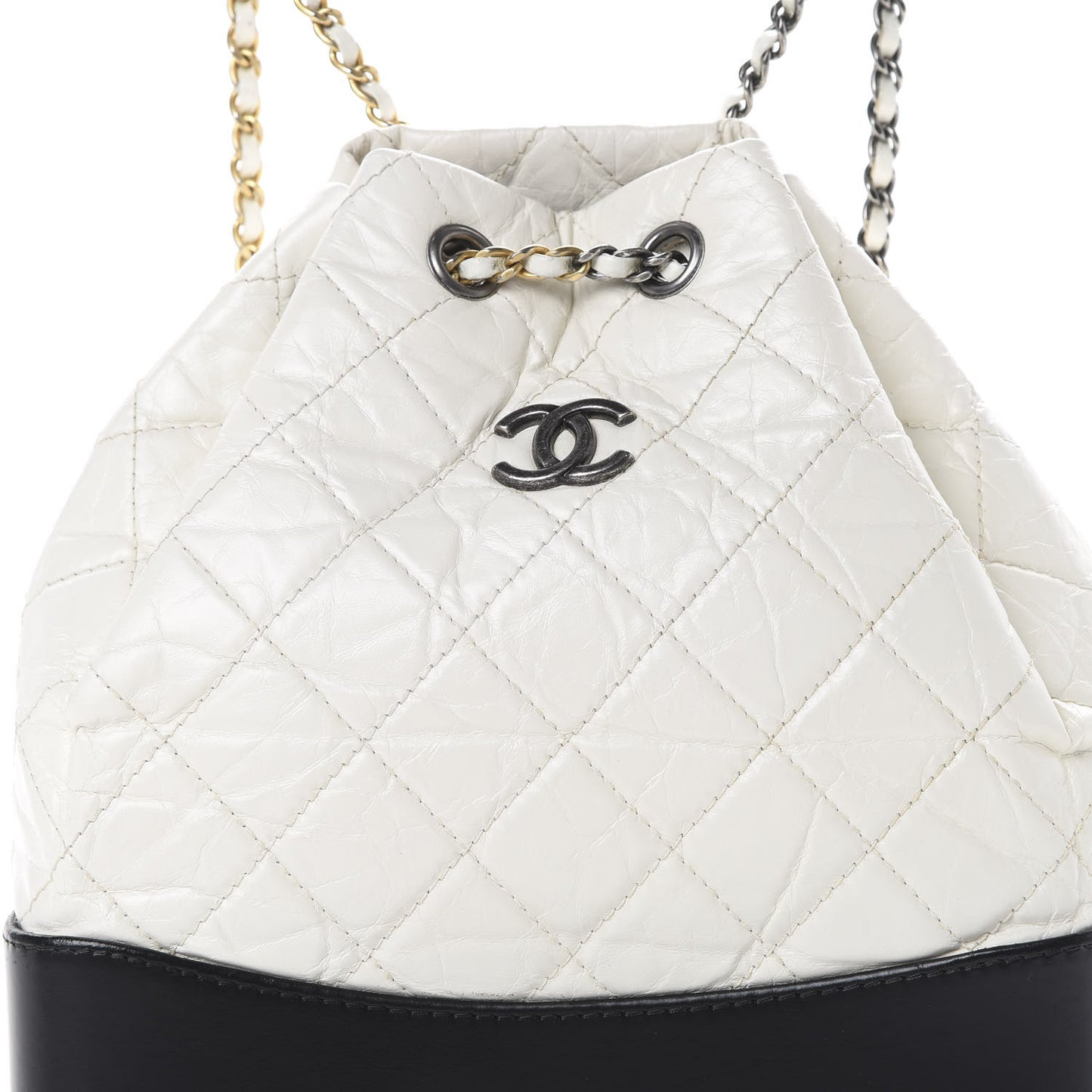 Aged Calfskin Quilted Small Gabrielle Backpack Black White