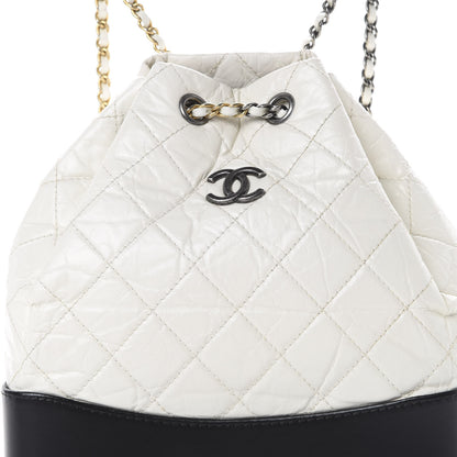 Chanel Aged Calfskin Quilted Small Gabrielle Backpack Black White 7 of 13