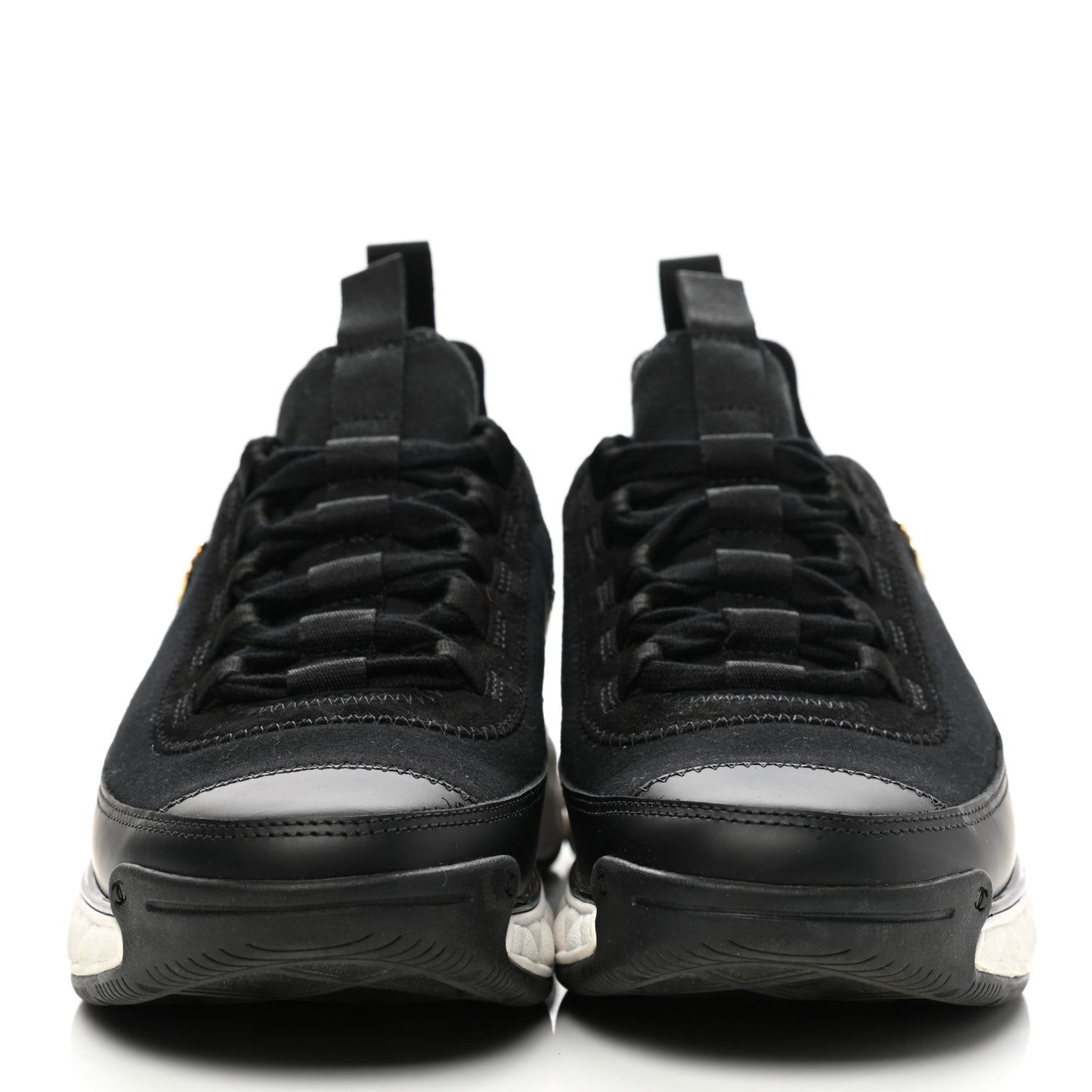 Velvet Calfskin Mixed Fibers CC Sneakers 38 Black