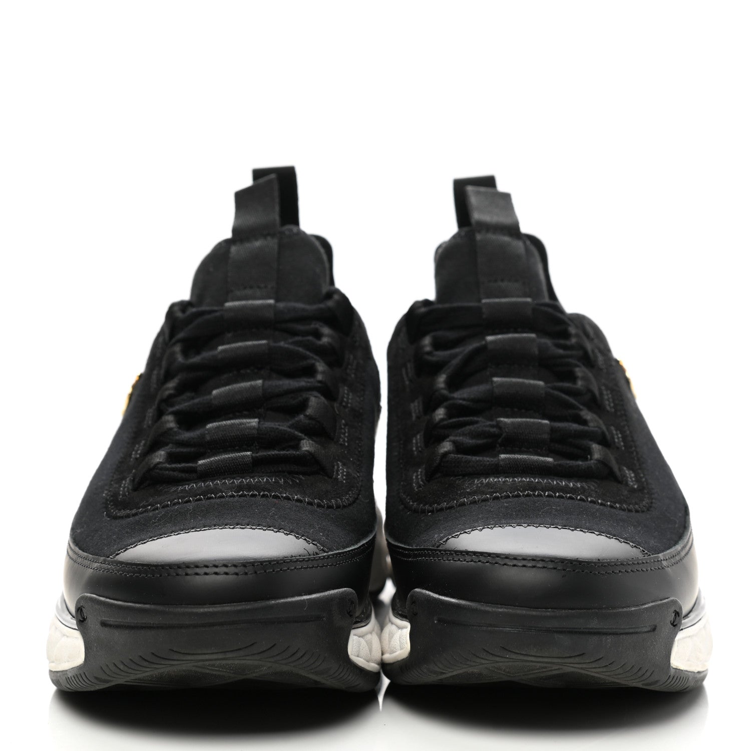 Chanel Velvet Calfskin Mixed Fibers CC Sneakers 38 Black 2 of 11