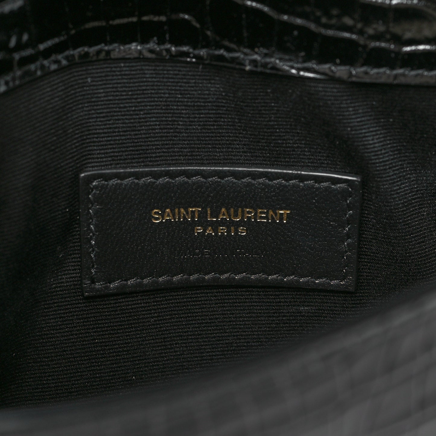 Calfskin Crocodile Embossed Uptown Monogram Pouch Black