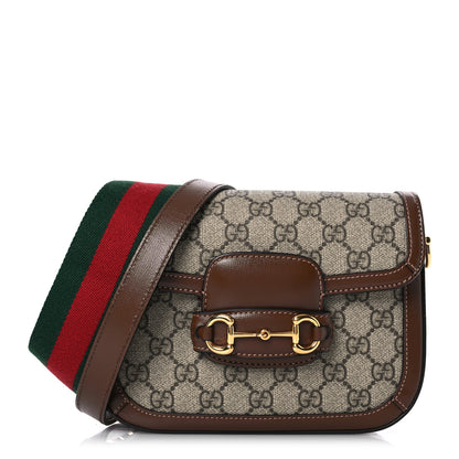 Gucci GG Supreme Monogram Web Mini Horsebit 1955 Shoulder Bag Beige Brown Sugar 1 of 11