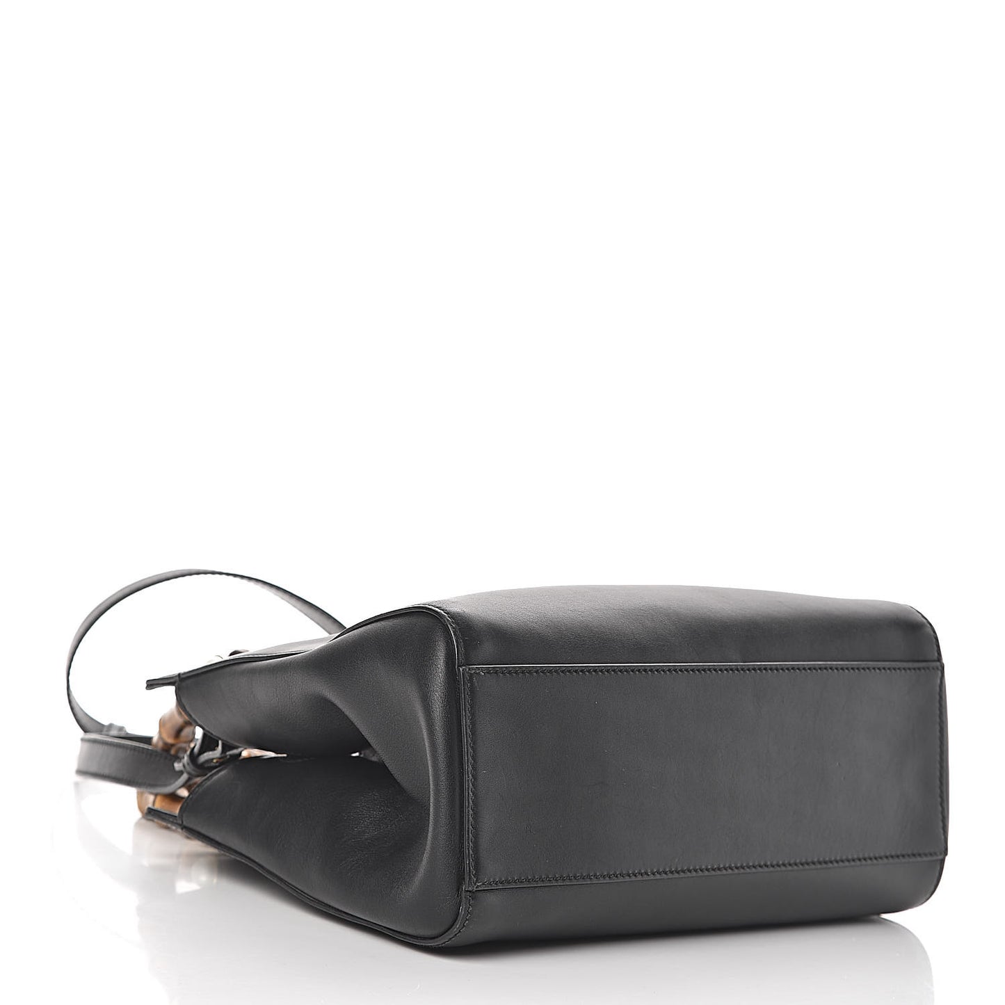 Nappa Bamboo Small Nymphaea Top Handle Bag Black