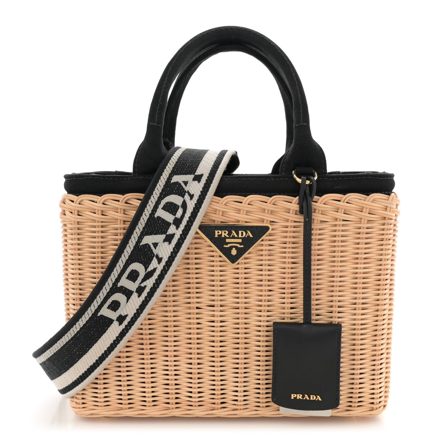 Wicker Canvas Tote Naturale Black