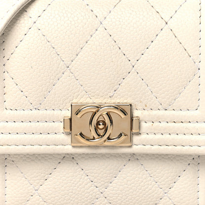 Chanel Caviar Quilted Boy Card Holder On Chain White 9 of 12