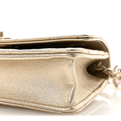 Chanel Metallic Caviar Quilted CC Crush Wallet On Chain WOC Light Gold 11 of 12
