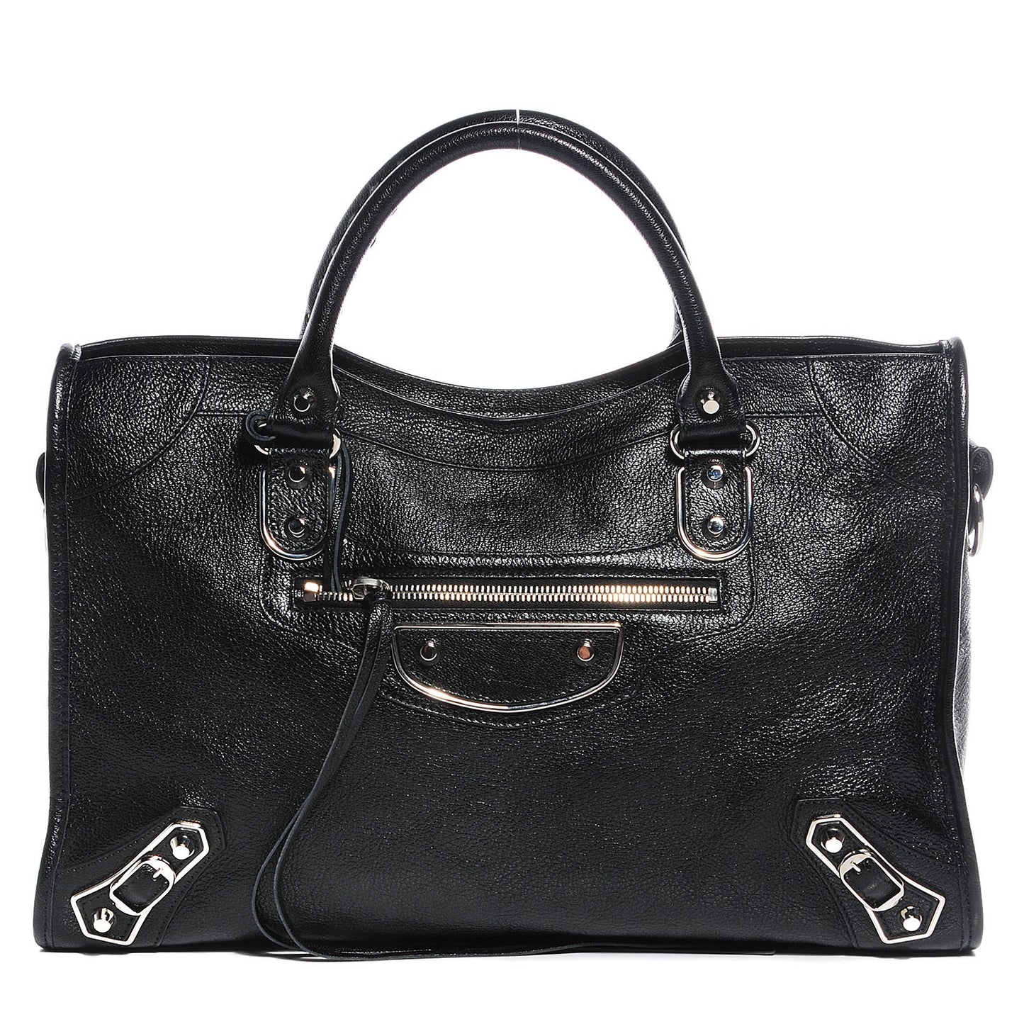 Chevre Silver Metallic Edge Hardware City Black