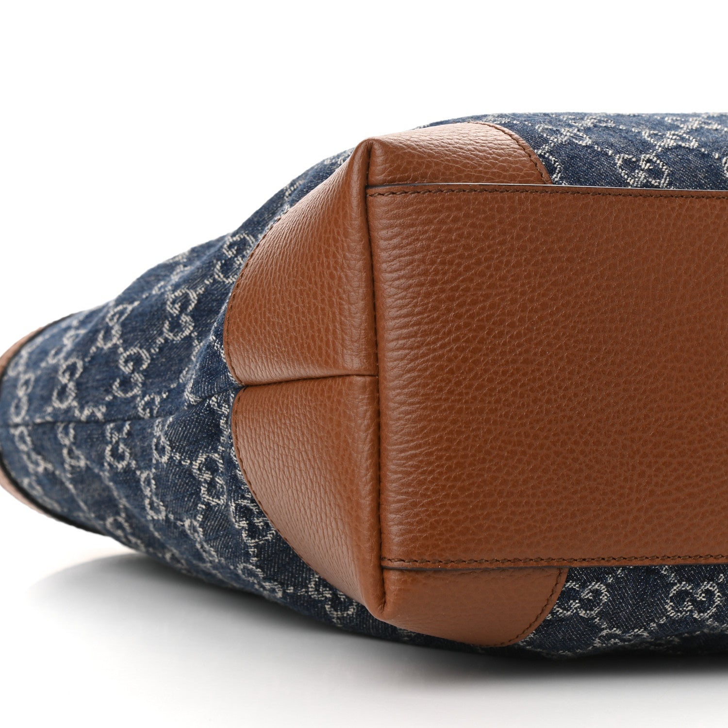 Gucci New Denim GG Monogram Medium Ophidia Shopping Tote Blue Tea Cuir 9 of 10