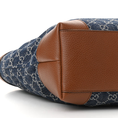 Gucci New Denim GG Monogram Medium Ophidia Shopping Tote Blue Tea Cuir 9 of 10