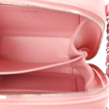 Chanel Caviar Quilted Striped CC Filigree Clutch With Chain Pink White 5 of 10