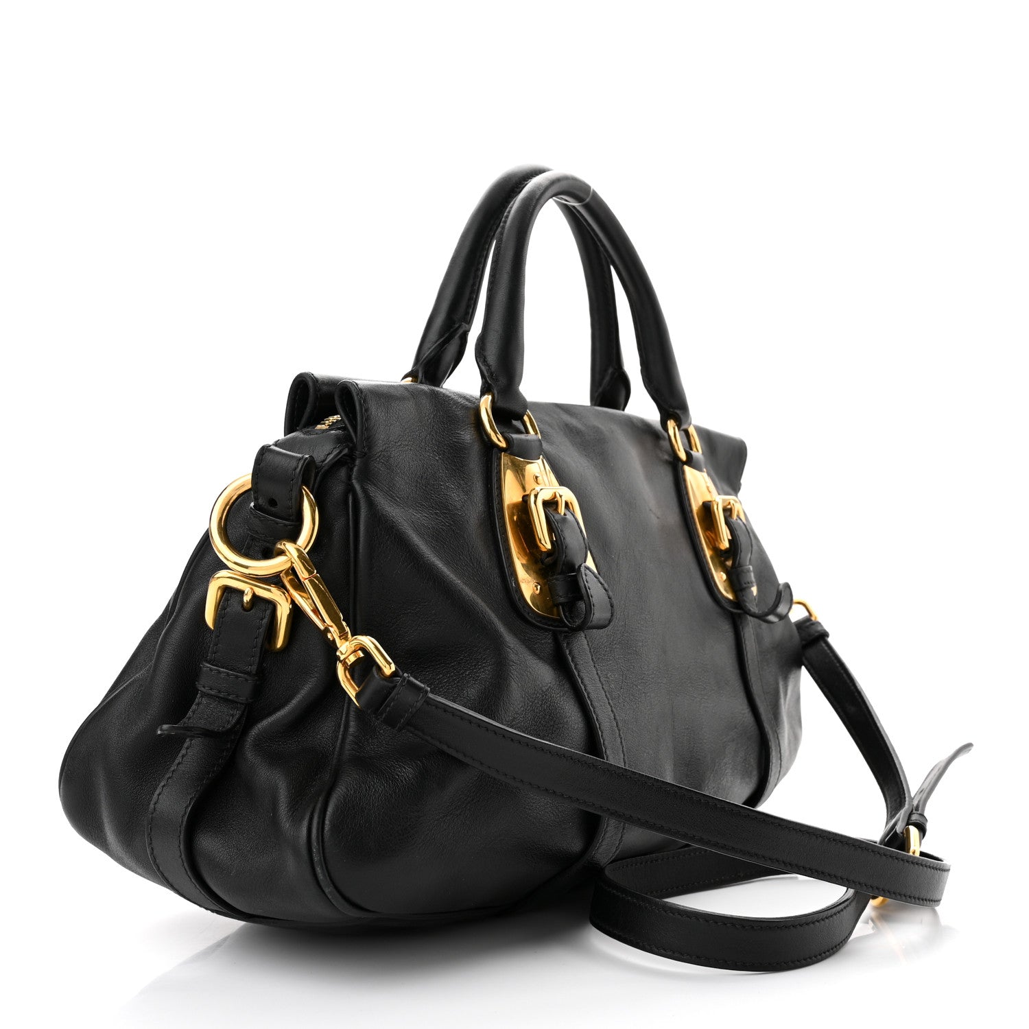 Prada Soft Calf Shopping Satchel Black 3 of 11