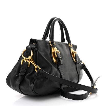 Prada Soft Calf Shopping Satchel Black 3 of 11