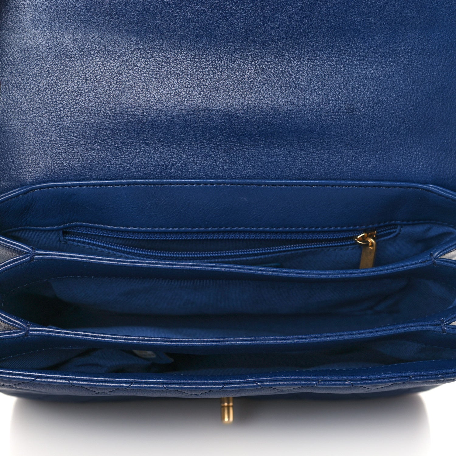 Chanel Calfskin Quilted Metal Top Handle Envelope Flap Blue 4 of 9