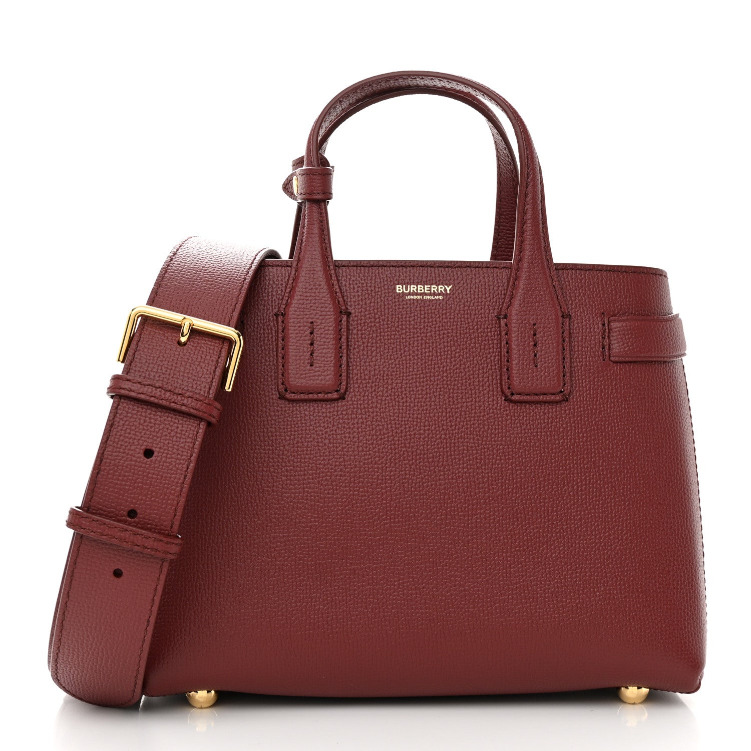 Burberry Grainy Calfskin House Check Small Banner Tote Crimson 1 of 9