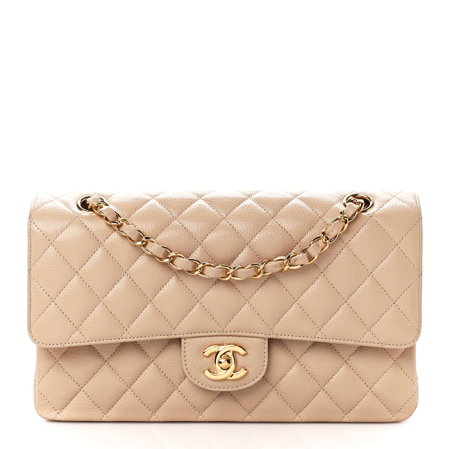 Chanel Caviar Quilted Medium Double Flap Beige 1 of 12