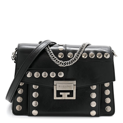 Givenchy Studded Crinkled Patent Goatskin Small GV3 Shoulder Bag Black 1 of 15