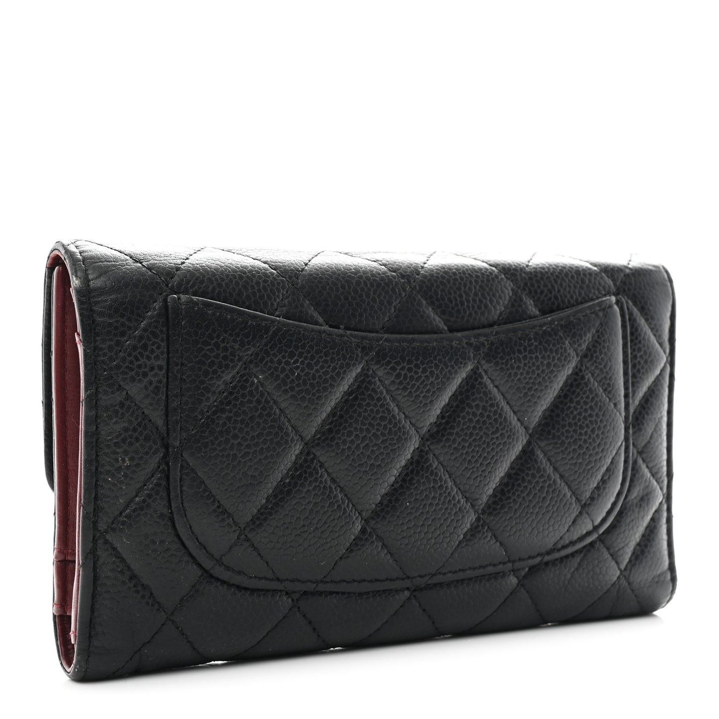 Caviar Quilted Long Flap Wallet Black