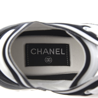 Chanel Lycra Womens CC Sneakers 36.5 White Black 6 of 8