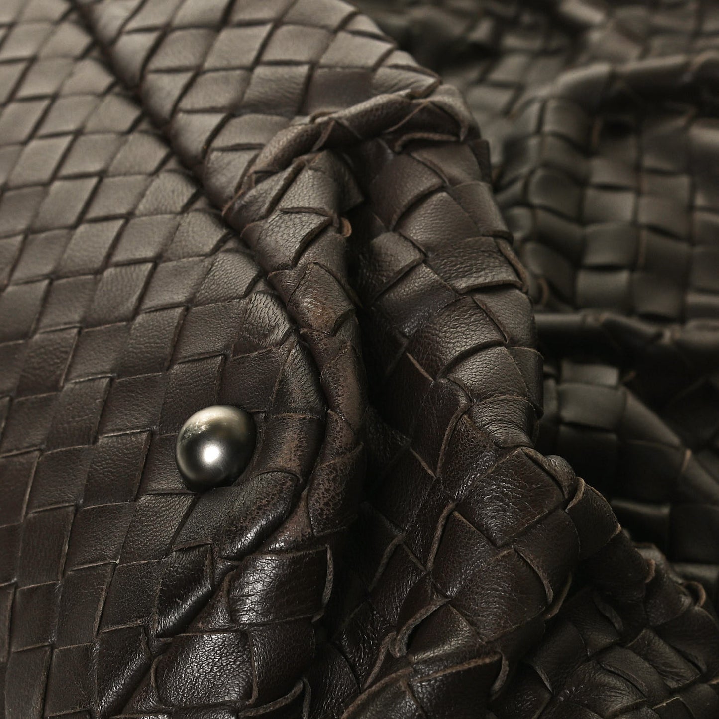 Nappa Intrecciato Pleated Tote Ebano