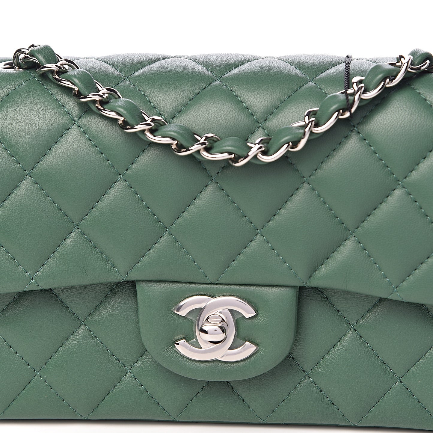 Lambskin Quilted Mini Rectangular Flap Green