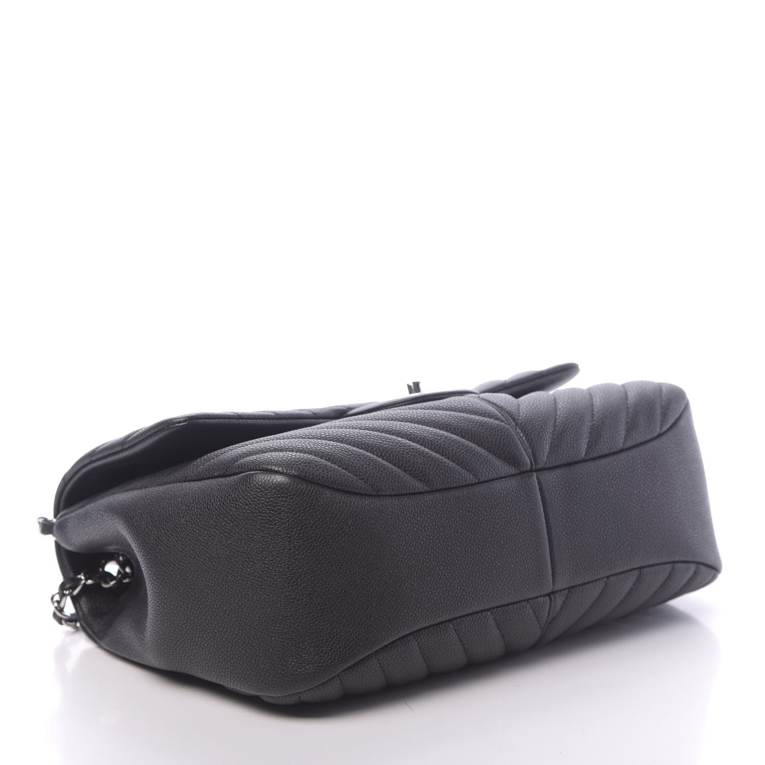 Chanel Caviar Chevron Quilted Large Puffy CC Flap Black 4 of 11
