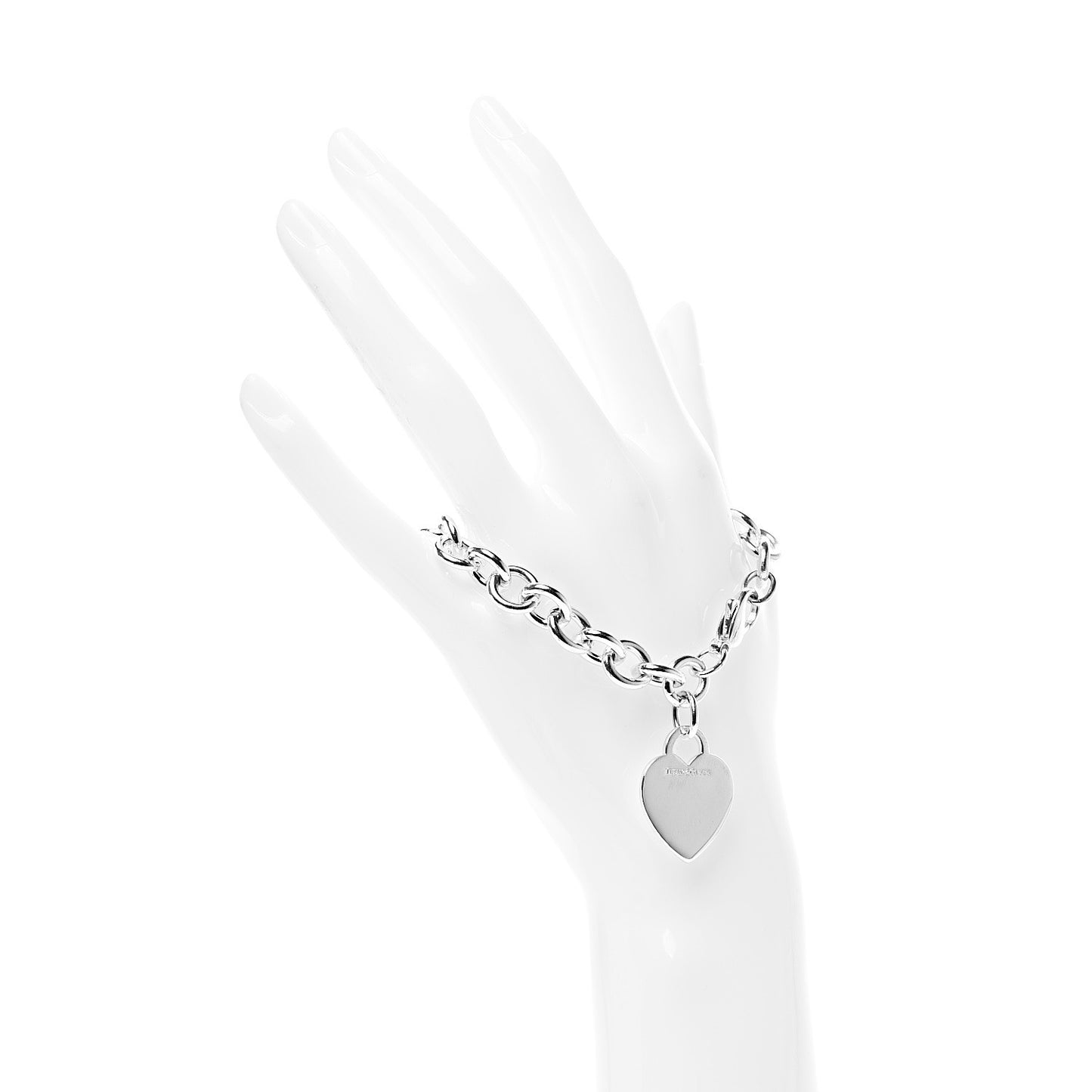 Sterling Silver Heart Tag Charm Bracelet